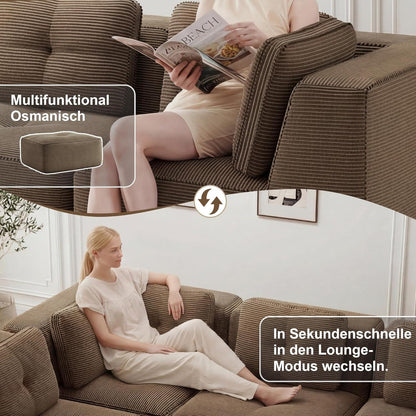Modulares Ecksofa Braun 177x177 cm – Boneless Cordstoff Couch