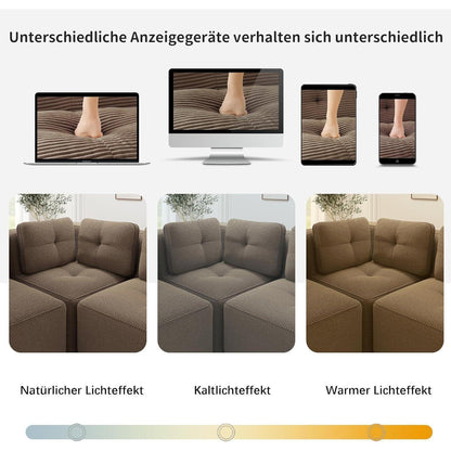Modulares Ecksofa 3-Sitzer mit Fußhocker, Braun
