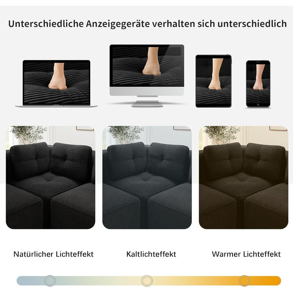 Modulares Ecksofa 2-Sitzer mit Fußhocker, Schwarz
