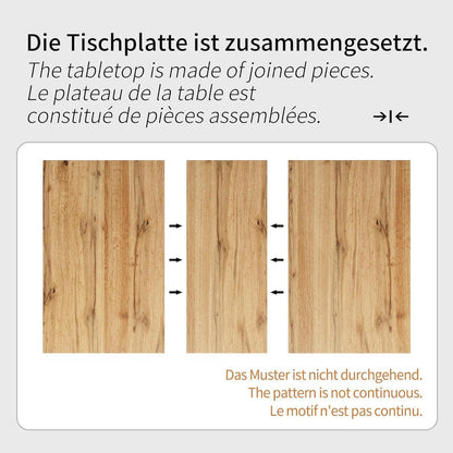 Ausziehbarer Esstisch Natur & Schwarz | Küchentisch für Küche & Wohnzimmer
