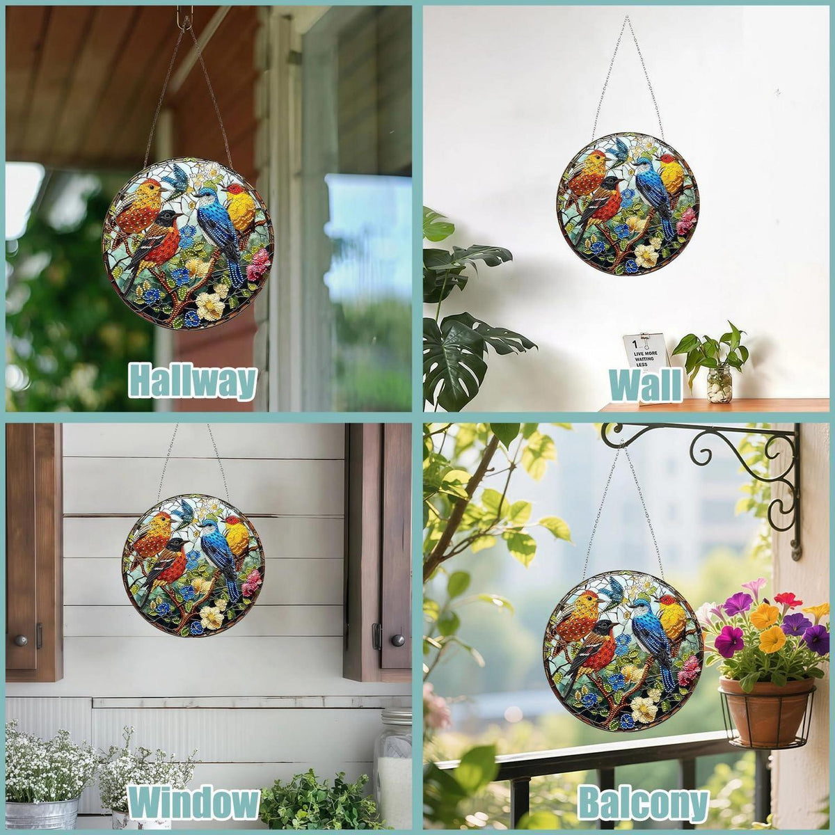 5D Diamant Painting Vogel Anhänger – Fensterbild für Zuhause