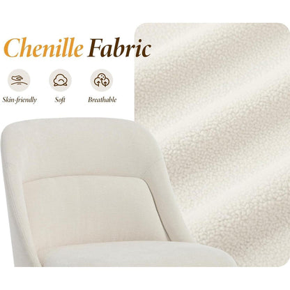 Moderner Esszimmerstuhl Set 2x Chenille mit Lendenstütze, Weiß