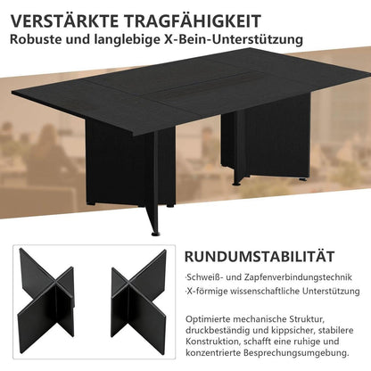 Modularer Konferenztisch, Erweiterbar für 4-12 Personen, Schwarz Weiß