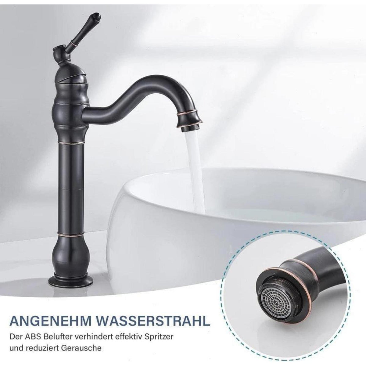 Matt-schwarze Waschtischarmatur Einhebelmischer 360° Schwenkbar