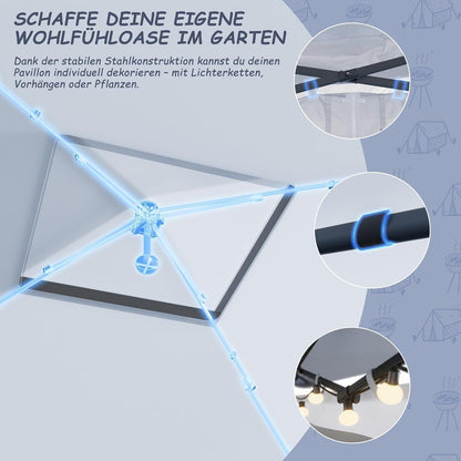 Gartenpavillon 3x3m mit Moskitonetz & UV-Schutz