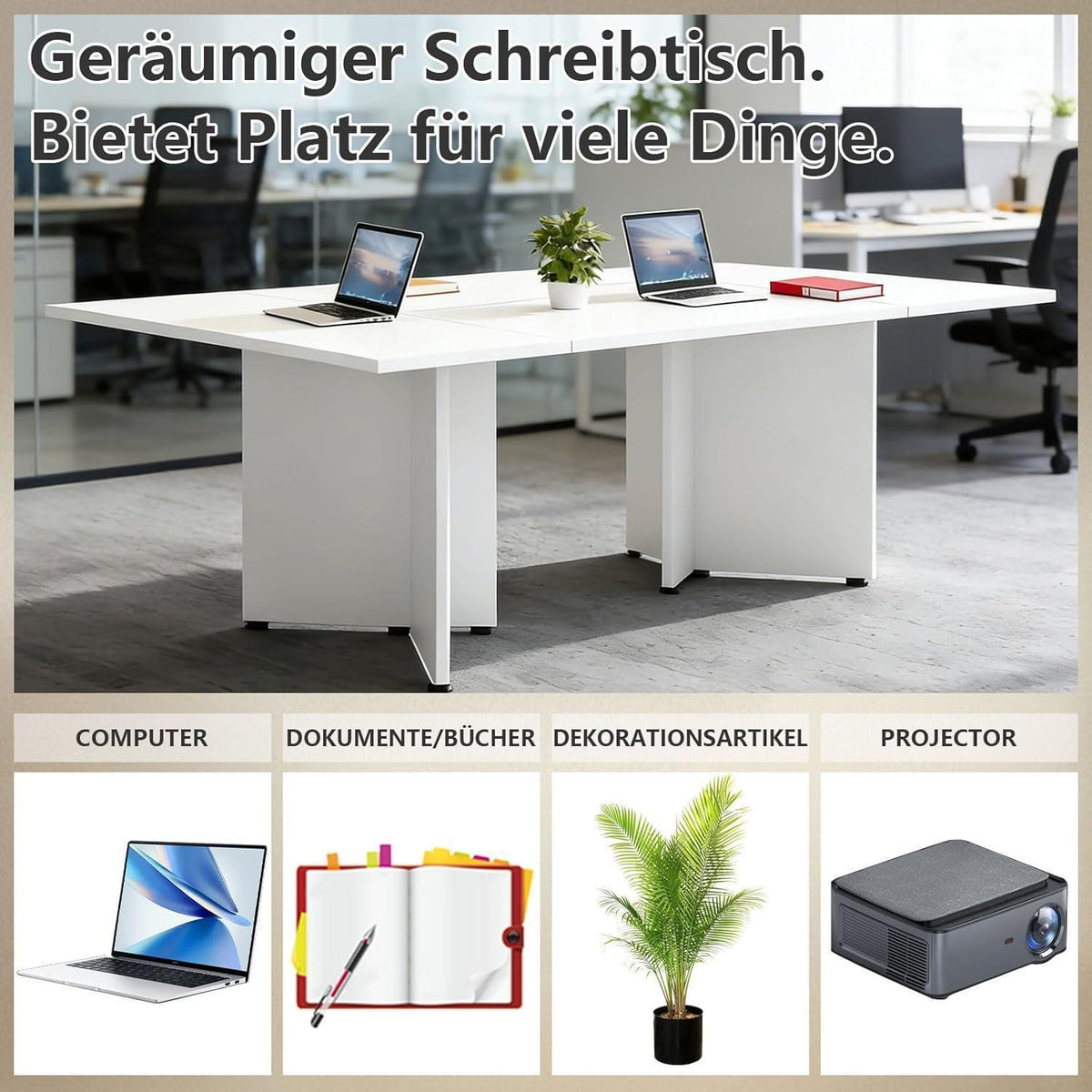 Modularer Konferenztisch, Erweiterbar für 4-12 Personen, 240 cm