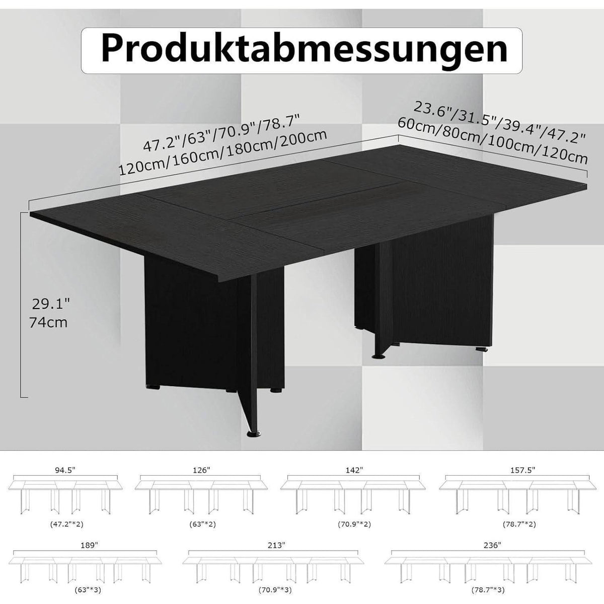 Modularer Konferenztisch, Erweiterbar für 4-12 Personen, 480 cm