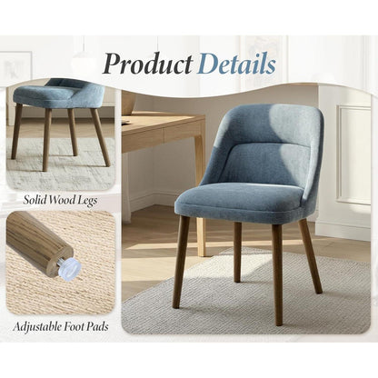 Moderner Esszimmerstuhl Set Blau mit Chenille & Lendenstütze