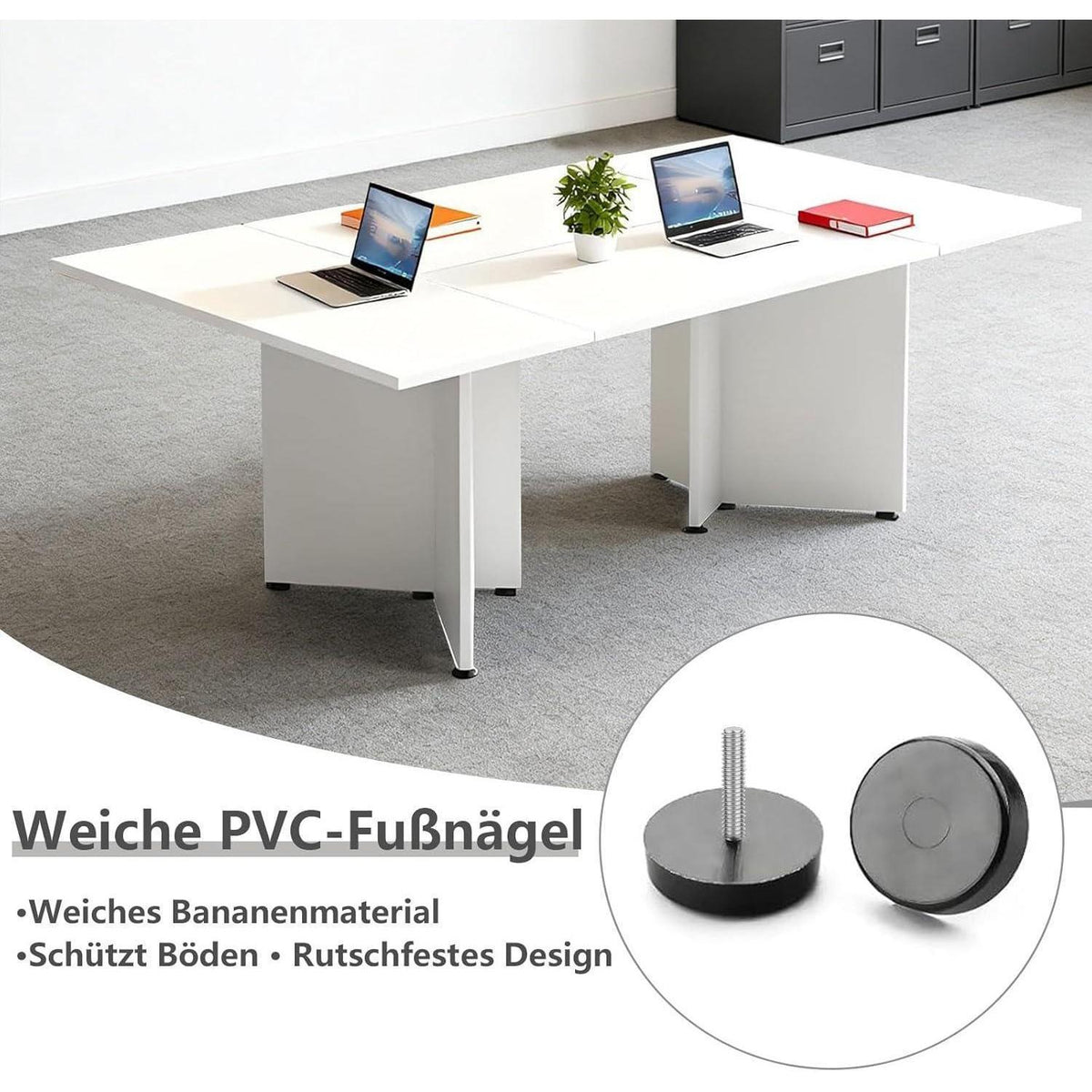 Modularer Konferenztisch, Erweiterbar für 4-12 Personen, Schwarz + Dunkelgrau