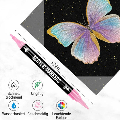 Acryl Marker Set 24 Metallic | Dual Tip für Kunst & Basteln