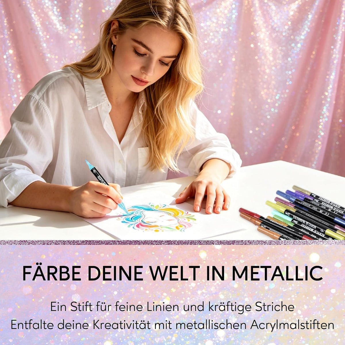 Acryl Marker Set 24 Metallic | Dual Tip für Kunst & Basteln