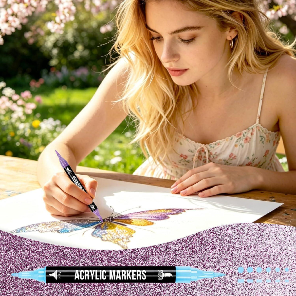 Acryl Marker Set 24 Metallic | Dual Tip für Kunst & Basteln