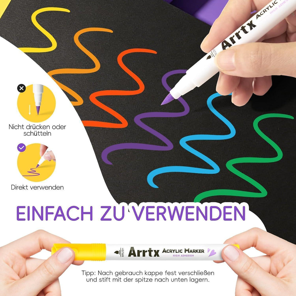 Acrylmarker Pinselspitze 150 Farben – Wasserfest & Vielseitig