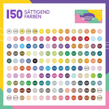 Acrylmarker Pinselspitze 150 Farben – Wasserfest & Vielseitig