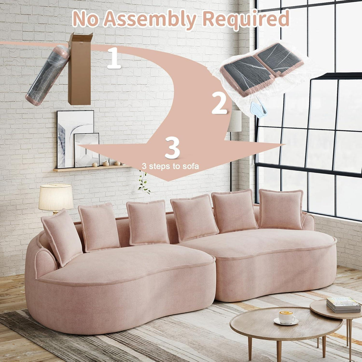 Modulares Chenille Sofa – Tiefes Sitzgefühl & Kein Aufbau Rosa