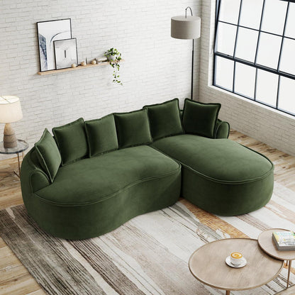 Modulares Chenille-Sofa mit Chaiselongue & extra Tiefe