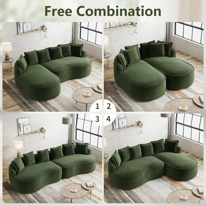 Modulares Chenille-Sofa mit Chaiselongue & extra Tiefe