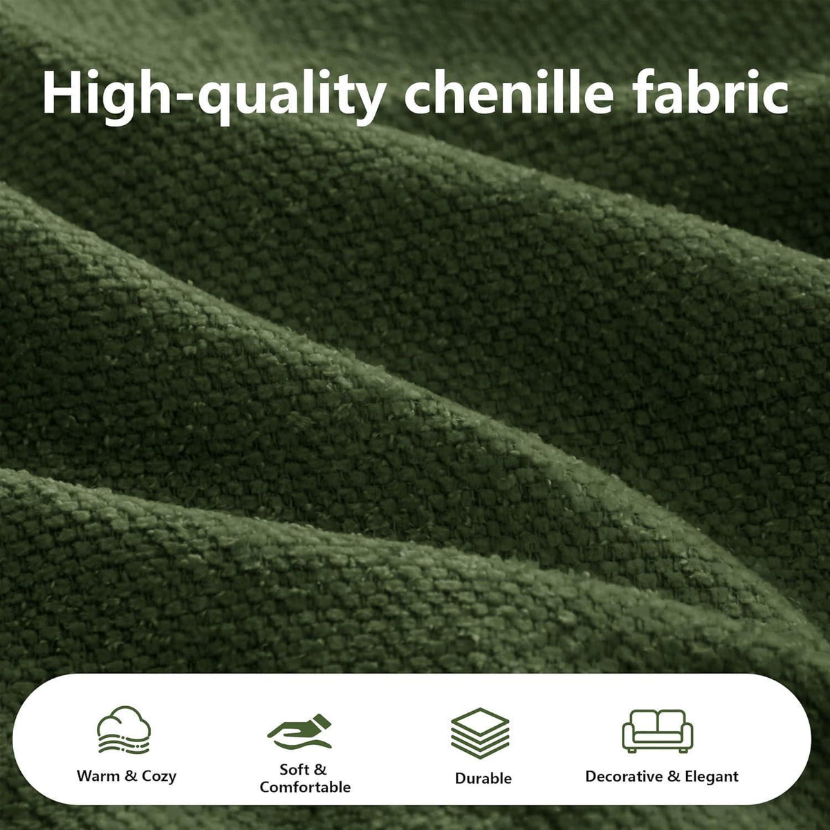 Modulares Chenille-Sofa 2-Sitzer mit Chaiselongue – Grün