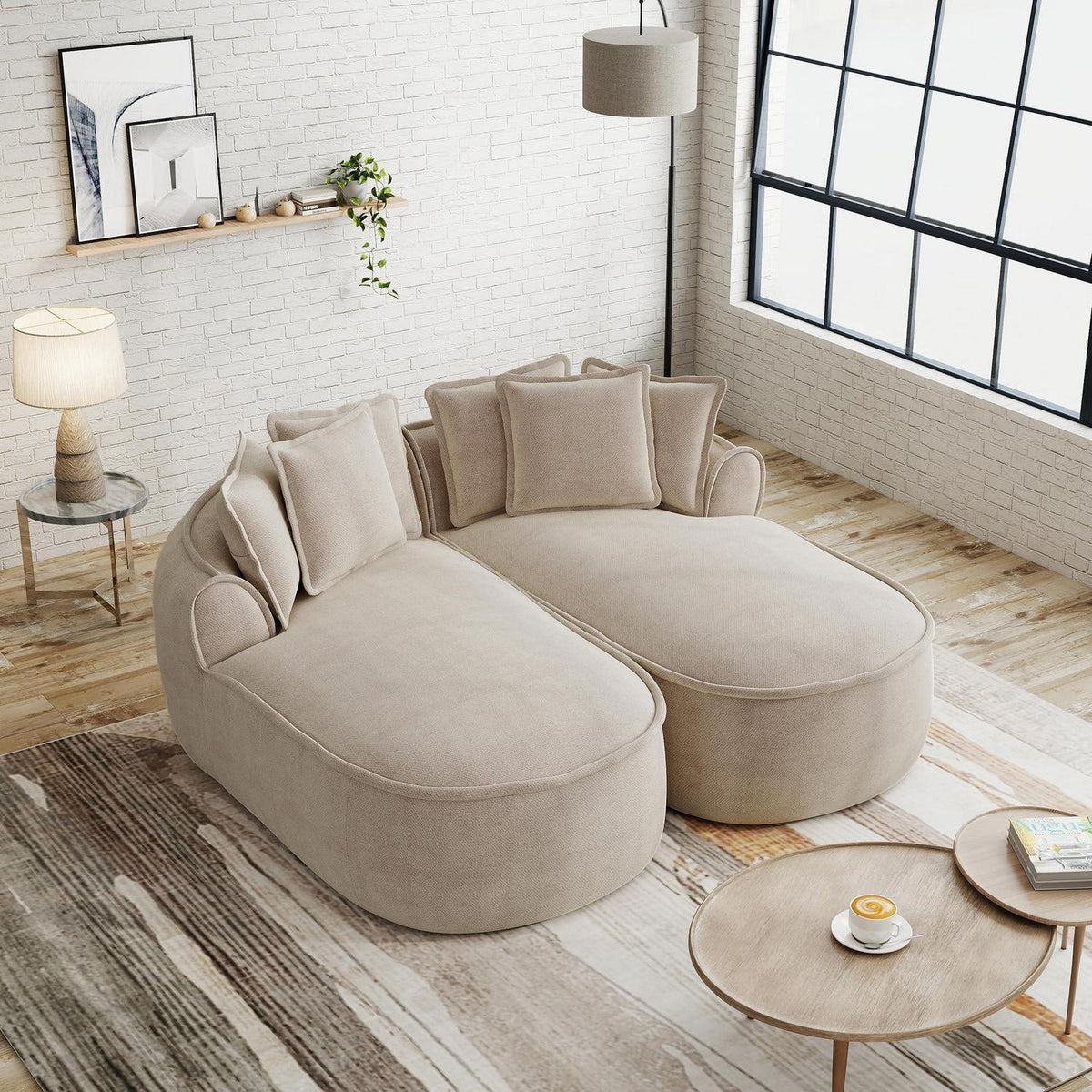 Modulares Chenille-Sofa 2-Sitzer mit Chaiselongue – Kein Aufbau