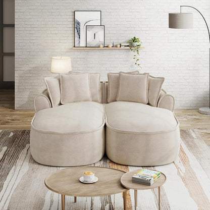 Modulares Chenille-Sofa 2-Sitzer mit Chaiselongue – Kein Aufbau