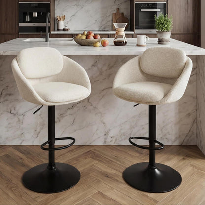 Verstellbarer Chenille Barhocker 2er Set – Beige