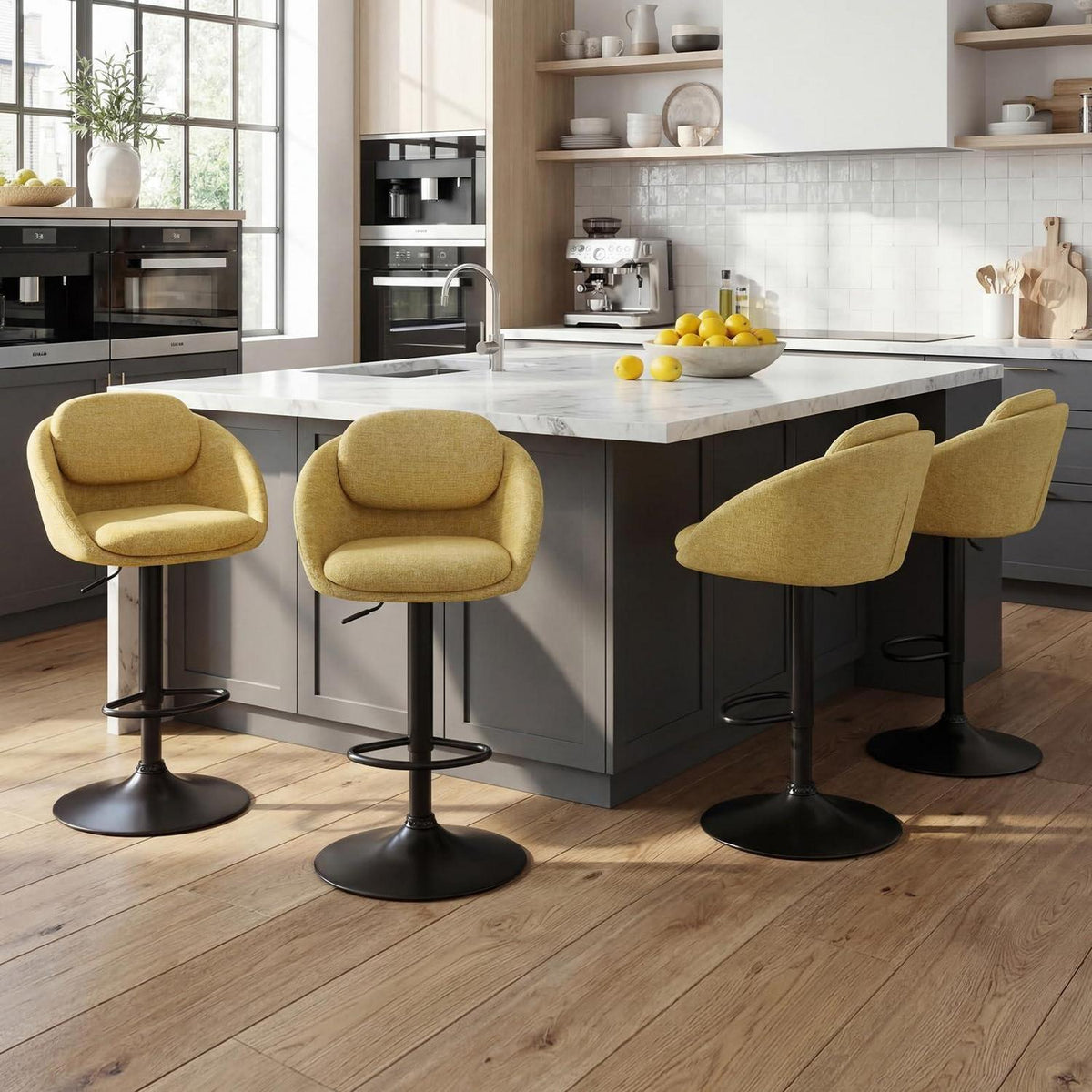 Ya-Home Barhocker 4er Set – Chenille, Höhenverstellbar & Drehbar