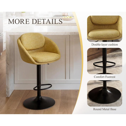 Ya-Home Barhocker 4er Set – Chenille, Höhenverstellbar & Drehbar