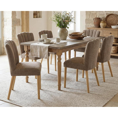 Retro Esszimmerstühle 4er Set, Braun Gepolsterte Chenille Stühle
