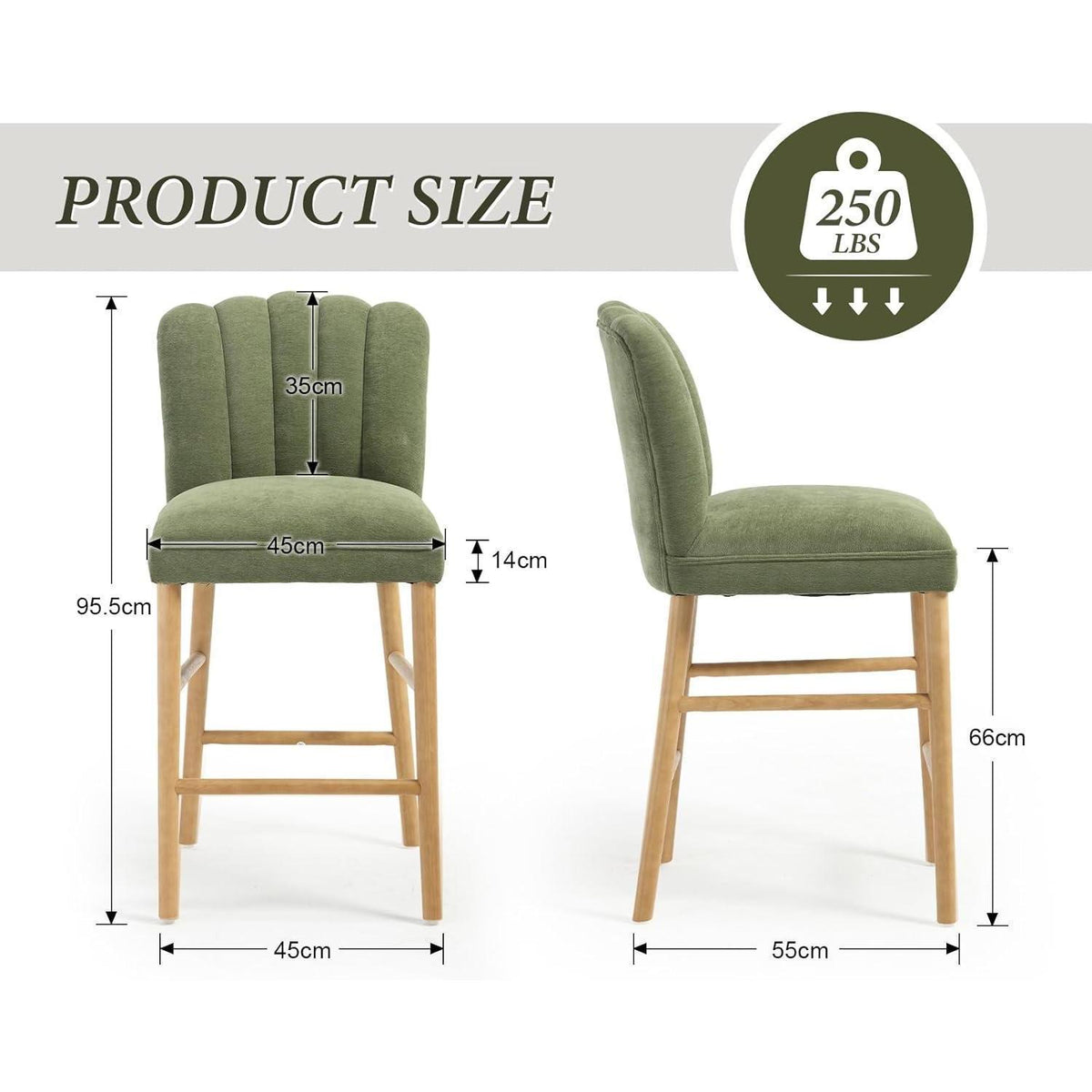 Retro Barhocker Set Grün - Holz Küchenhocker mit Fußstütze