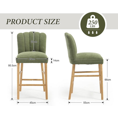 Retro Barhocker Set Grün - Holz Küchenhocker mit Fußstütze