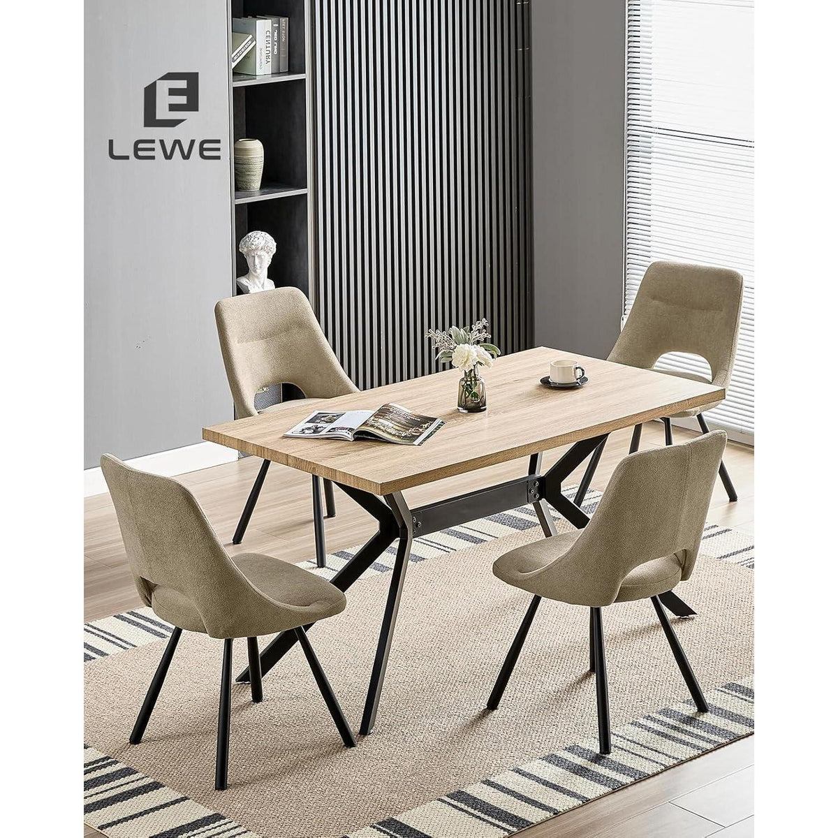 Drehbarer Esszimmerstuhl mit Bezug, Khaki