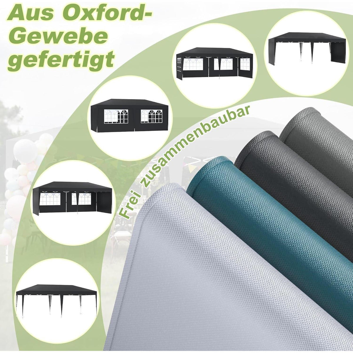 Faltpavillon 3x6m – Wasserdicht, UV-Schutz & 6 Seitenwände