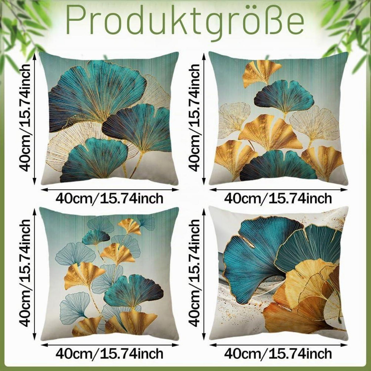 4er-Set Blumen Kissenbezüge 40x40cm - Frühlingsdeko