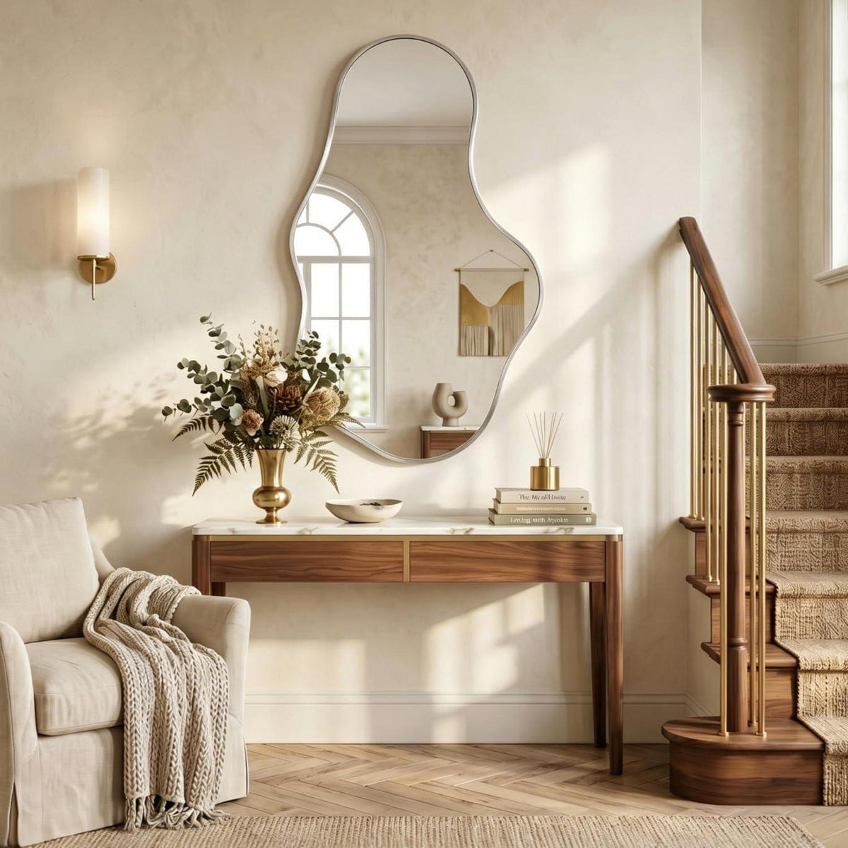 Wavy Wandspiegel Silber – Abstraktes Wellendesign