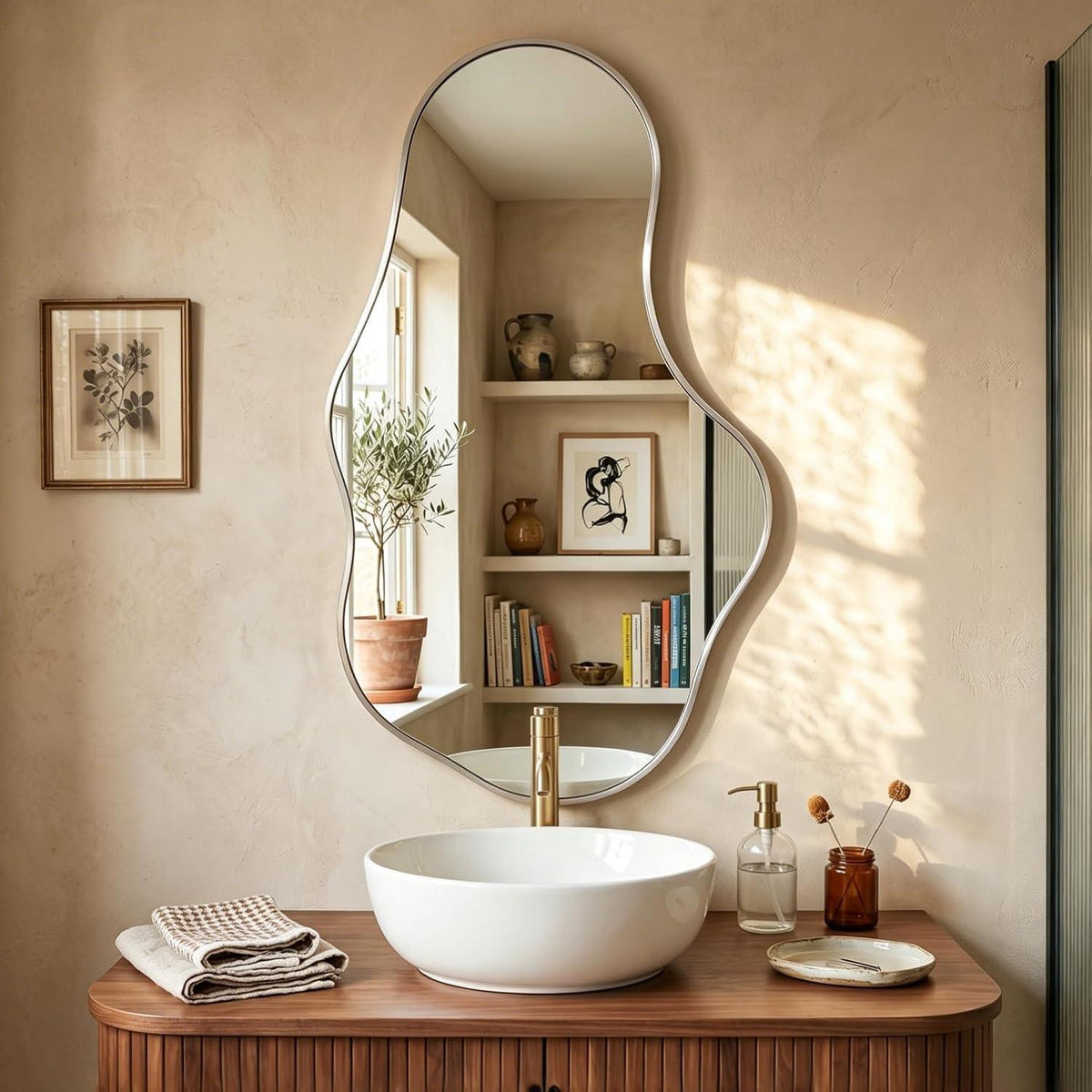 Wavy Wandspiegel Silber – Abstraktes Wellendesign 100x60cm