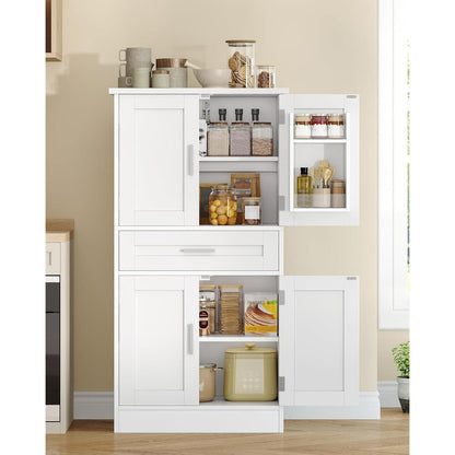 Weißer Buffetschrank mit Regalen & Schublade – Modernes Sideboard