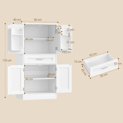 Weißer Buffetschrank mit Regalen & Schublade – Modernes Sideboard