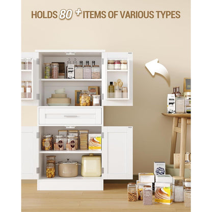 Weißer Buffetschrank mit Regalen & Schublade – Modernes Sideboard