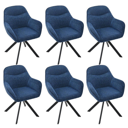 Drehbarer Esszimmerstuhl Set 6er – Dunkelblau, Chenille Polsterstuhl
