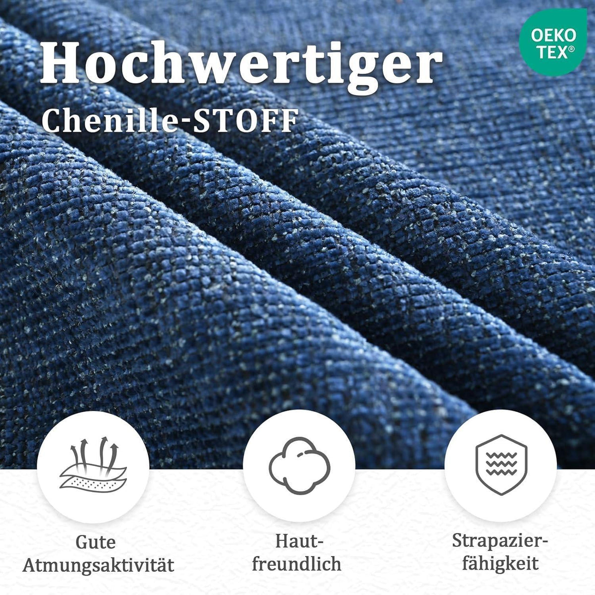 Drehbarer Esszimmerstuhl Set 2x Dunkelblau, Chenille Polsterstuhl