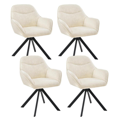 Drehbarer Esszimmerstuhl Set 4er – Cremeweiß, Chenille & Metall