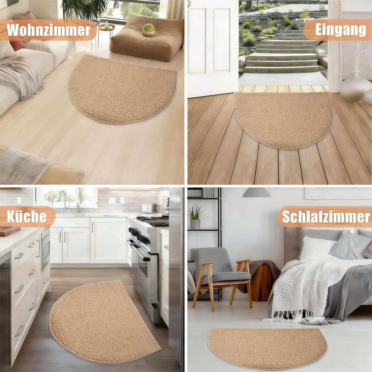 Halbrund Fußmatte 80x100 – Rutschfest & Waschbar für Innen & Außen