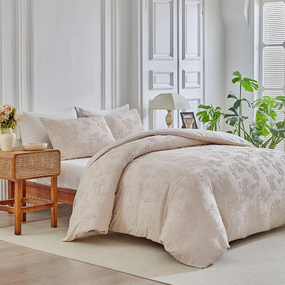 Boho Tufting Bettwäsche Set Beige 220x240cm