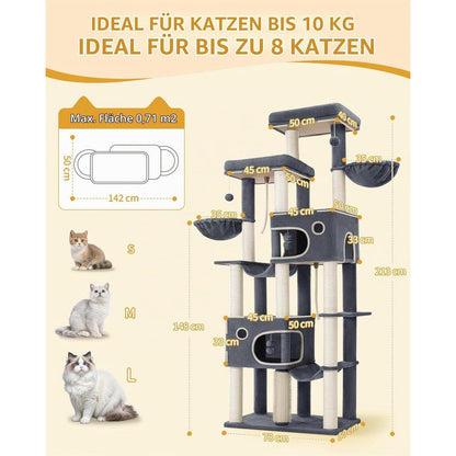 XXL Kratzbaum für Maine Coon Katzen – 213 cm, Stabil & Multifunktional