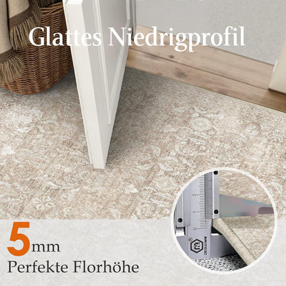 Vintage Teppich Beige 240x300cm Waschbar Rechteckig Wohnzimmer