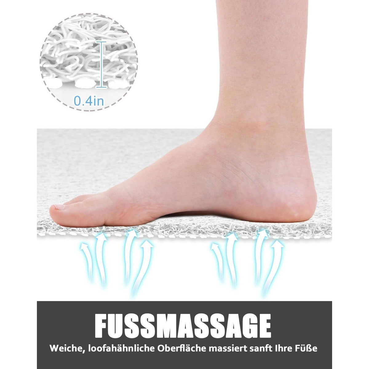 Rutschfeste Duschmatte 60x90 cm – Weiche Luffa Massage Matte
