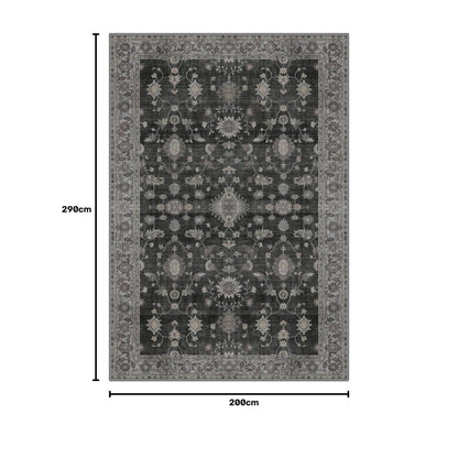Vintage Teppich Wohnzimmer 200x290 cm Anthrazit Rechteck