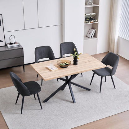 Moderner Esstisch Set mit 4 Cord-Stühlen (140x80cm)