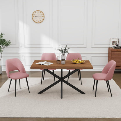 Moderner Esstisch Set mit 4 Cord-Stühlen (140x80cm)