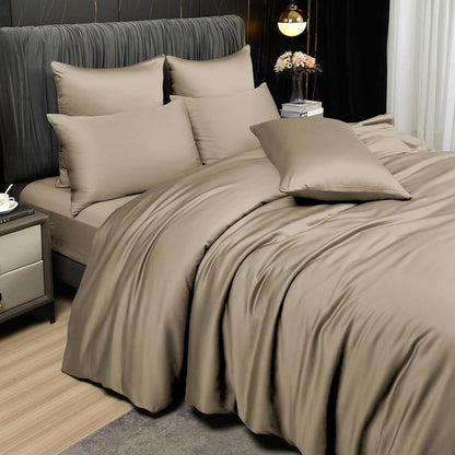 Bambus Bettwäsche 220x240 cm - Kühlend & Atmungsaktiv Braun Beige